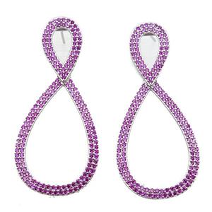 copper stud Earrings pave zircon, infinity, platinum plated, approx 22-50mm [FN16237]