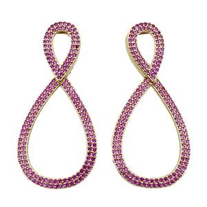 copper stud Earrings pave zircon, infinity, gold plated, approx 22-50mm [FN16240]