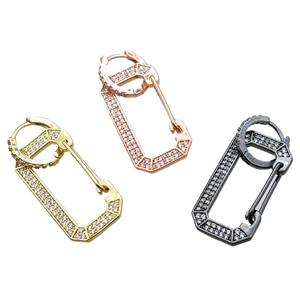 copper hoop Earrings pave zircon, mixed, approx 15-30mm, 12mm dia [FN16257]