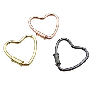 copper heart carabiner lock pendant, screw, mixed color, approx 25mm [FN16292]