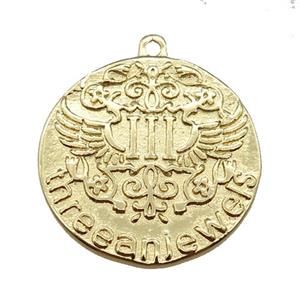 copper circle pendant, gold plated, approx 22mm dia [FN16294]