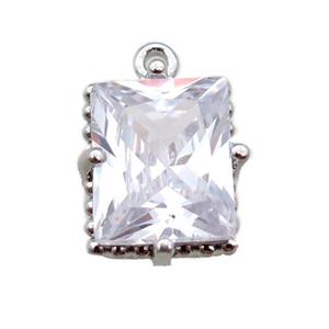 copper pendant paved zircon, platinum plated, approx 6-8mm [FN16298-S]