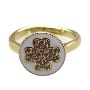 copper Ring pave zircon, enameling, gold plated, approx 12mm, 20mm dia [FN16308]