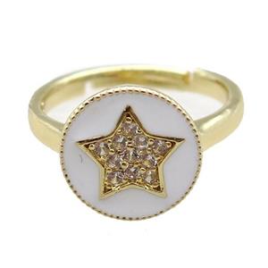 copper Ring pave zircon, enameling, gold plated, approx 12mm, 20mm dia [FN16309]