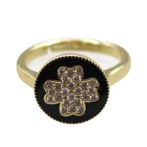 copper Ring pave zircon, enameling, gold plated, approx 12mm, 20mm dia [FN16311]