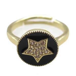 copper Ring pave zircon, enameling, gold plated, approx 12mm, 20mm dia [FN16312]