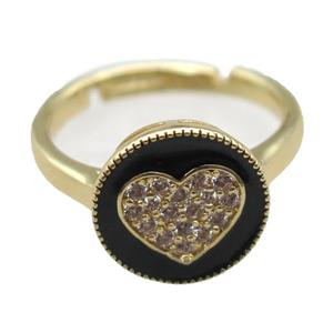 copper Ring pave zircon, enameling, resized, gold plated, approx 12mm, 20mm dia [FN16313]