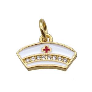 copper pendant paved zircon, gold plated, approx 6x12mm [FN16318]