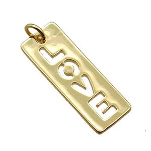 copper LOVE pendant, gold plated, approx 9x25mm [FN16319]