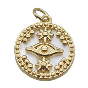 copper circle pendant, shell backing, gold plated, approx 15mm dia [FN16339]