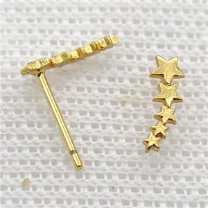 copper stud Earrings pave zircon, starlink gold plated, approx 10mm [FN16350]