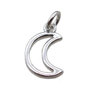 copper moon pendant, platinum plated, approx 6-10mm [FN16355]