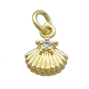 copper pendant paved zircon, conch, gold plated, approx 8-10mm [FN16358]