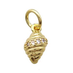copper pendant paved zircon, conch, gold plated, approx 5-10mm [FN16360]