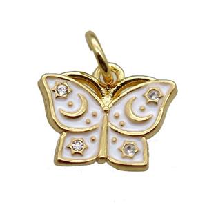 copper butterfly pendant paved zircon, gold plated, approx 9-12mm [FN16376]