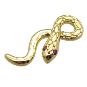 copper snake pendant paved zircon, gold plated, approx 13-23mm [FN16388]