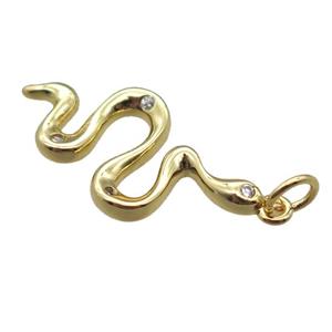 copper snake pendant paved zircon, gold plated, approx 13-25mm [FN16389]