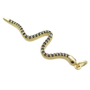 copper snake pendant paved zircon, gold plated, approx 10-37mm [FN16393]