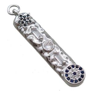 copper stick pendant paved zircon, platinum plated, approx 7-32mm [FN16394]