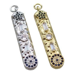copper stick pendant paved zircon, mixed, approx 7-32mm [FN16396]