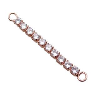 copper stick connector paved zircon, rose gold, approx 3-32mm [FN16402]