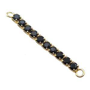 copper stick connector paved zircon, gold plated, approx 3-32mm [FN16405]