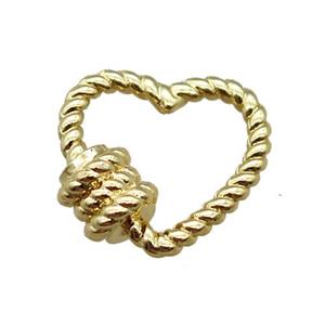 copper heart carabiner lock pendant, screw, gold plated, approx 16-18mm [FN16409]