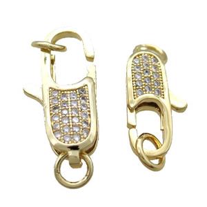 copper lobster clasp pave zircon, gold plated, approx 7-18mm [FN16411-S]