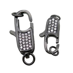 copper clasp pave zircon, black plated, approx 7-18mm [FN16412-S]