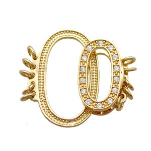 copper clasp pave zircon, gold plated, approx 10-18mm, 14-25mm [FN16414]