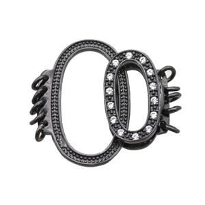 copper clasp pave zircon, black plated, approx 10-18mm, 14-25mm [FN16415]