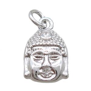 copper Buddha pendant, platinum plated, approx 10-15mm [FN16421]