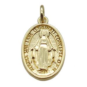 copper oval pendant, Virgin Mary, gold plated, approx 12-19mm [FN16424]