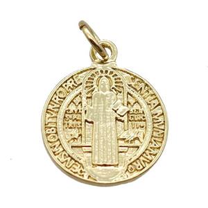 copper circle pendant, Jesus, gold plated, approx 24mm dia [FN16428-L]