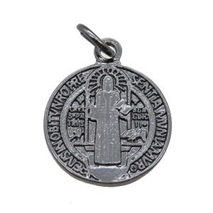 copper circle pendant, Jesus, black gunmetal plated, approx 24mm dia [FN16429-L]