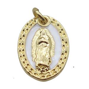 copper oval pendant, Virgin Mary, Religious, gold plated, approx 11-14.5mm [FN16434]