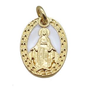 copper oval pendant, Virgin Mary, gold plated, approx 11-14.5mm [FN16436]