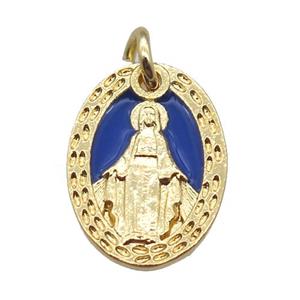 copper oval pendant, Virgin Mary, gold plated, approx 11-14.5mm [FN16437]