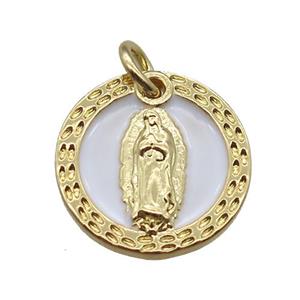 copper circle pendant, Jesus, gold plated, approx 14mm dia [FN16438]