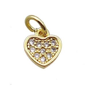 copper heart pendant paved zircon, gold plated, approx 7mm [FN16449]