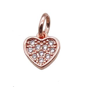 copper heart pendant paved zircon, rose gold, approx 7mm [FN16450]