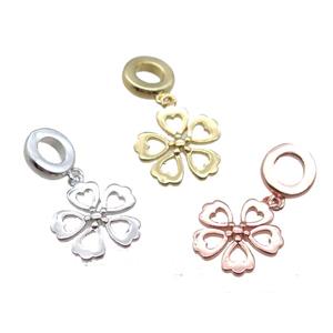 copper clover pendant, mixed color, approx 13mm, 8mm dia [FN16475]