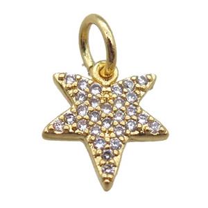 copper star pendant paved zircon, gold plated, approx 10 mm [FN16485]