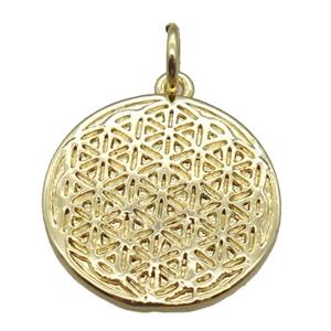 copper circle pendant, gold plated, approx 17mm dia [FN16502]