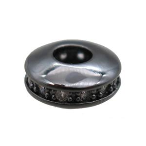 copper wheel beads paved zircon, black plated, approx 8.5mm dia [FN16510]