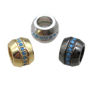 copper rondelle beads paved zircon, mixed color, approx 7.5mm, 4mm hole [FN16514]