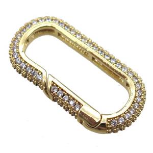 copper carabiner lock pendant with zircon, gold plated, approx 14-28mm [FN16522]