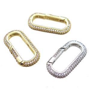 copper carabiner lock pendant pave zircon, mixed color, approx 14-28mm [FN16524]