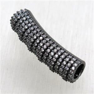 copper tube beads paved zircon, black plated, approx 9-33mm, 5mm hole [FN16542]