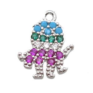 copper kid pendant pave zircon, platinum plated, approx 11mm [FN16556]